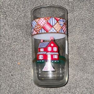 Libbey Home Sweet Home Red and Blue House Design Glass